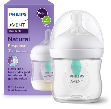 Philips avent natural response sutteflaske 125ml – flow 2 – anti-kolik – 1 flaske – nyfødt – scy670 01
