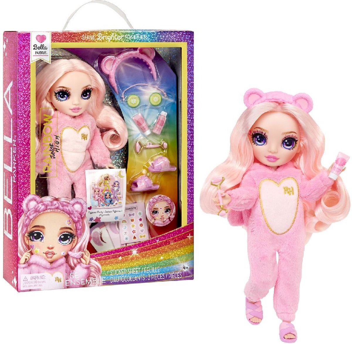 Rainbow high junior high pyjamasfest - 23 cm - bella (pink) - modedukke