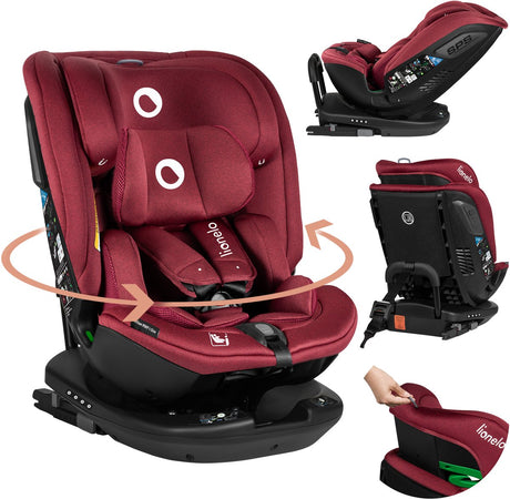 Lionelo Bastiaan RWF i-size autostol 0-36 kg - isofix - 360° drejelig - i-size r129 - bagud fremad - sidebeskyttelse - tri-guard nakkestøtte - fra fødsel til 12 år