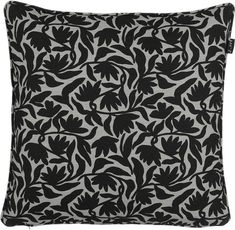 Mica decorations kelly tuinkussens 45 x 45 x 10 cm - 2 buitenkussens met bloemenprint - afneembare hoes met ritssluiting - gerecyclede polyester vulling - zwart