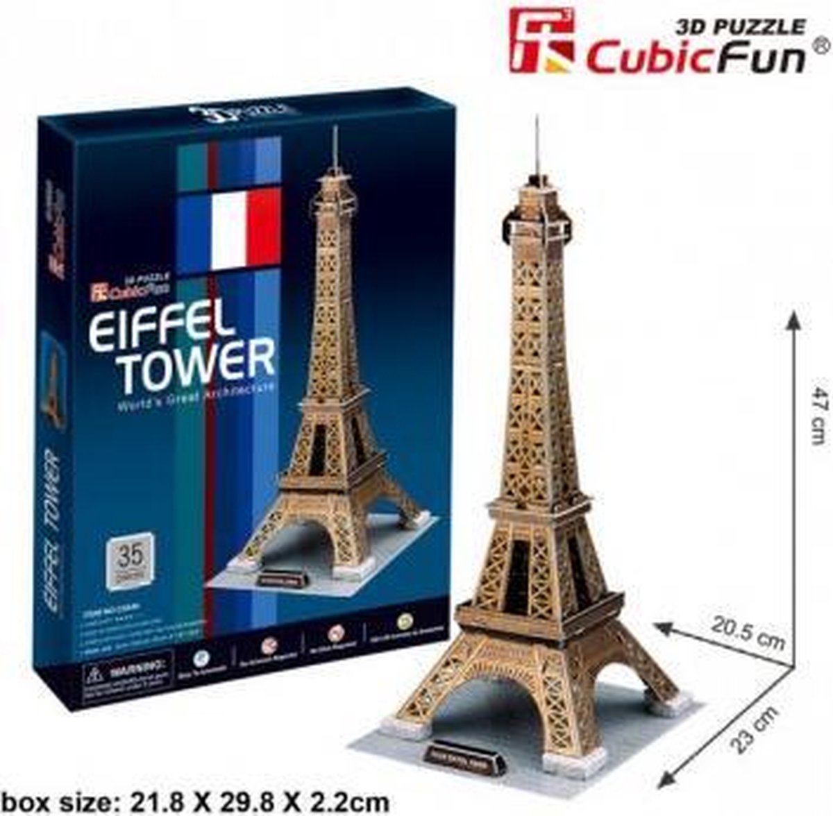 Cubicfun 3D puslespil Eiffeltårnet 35 brikker.