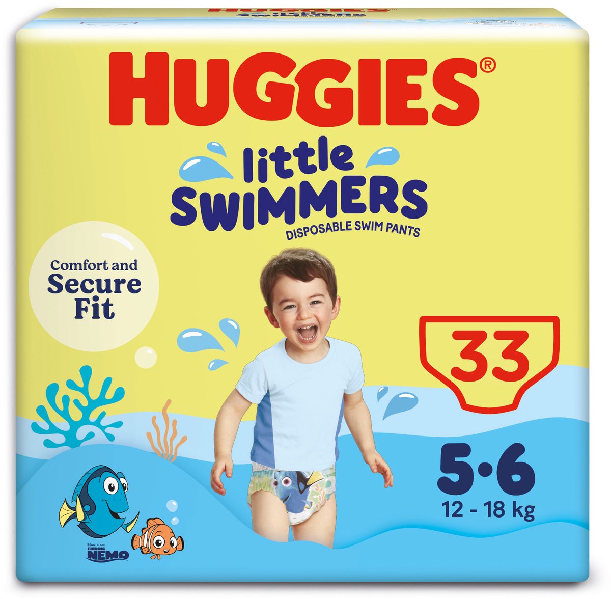Huggies små svømmere - svømmebleer - størrelse 5 6 - (12 til 18 kg) - værdipakke - 33 stk.