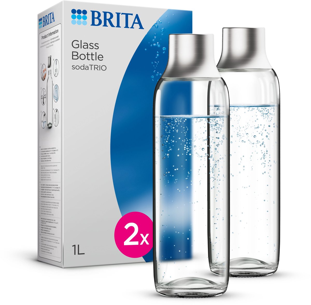 Brita - sodavand trio - sodavand - glasflaske - tilbehør til sodavandsmaskine 2-pak