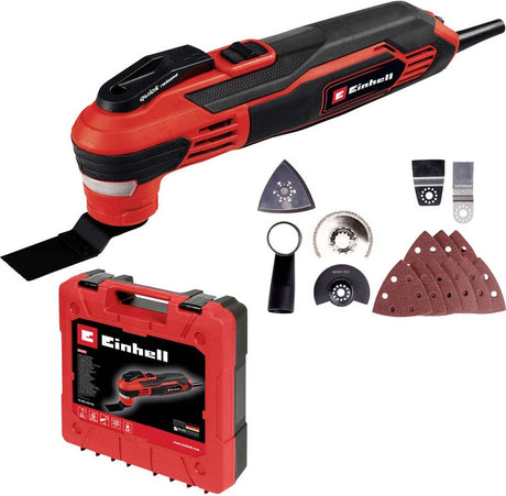 Einhell elektrisk multiværktøj te-mg 350 eq - 350 w - hastighedskonstant elektronik - inkl. 9x sandpapir, skraber og 4 forskellige savklinger