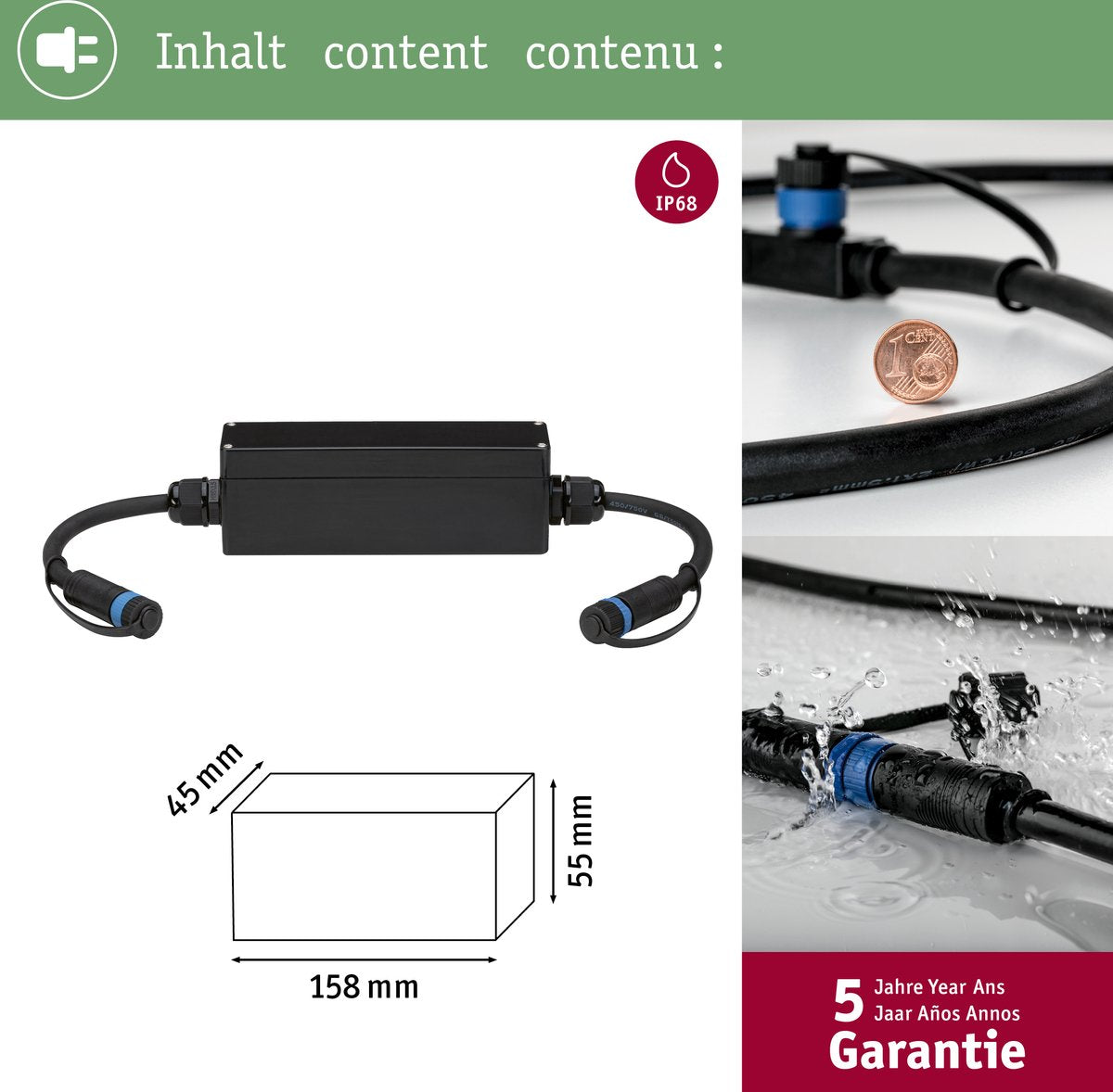 Paulmann plug shine tilslutningsboks til loxone kompakt lysdæmper ip68 max. 150w hvid