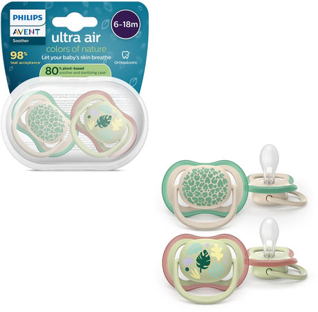 Philips avent ultra air – ademend en lichtgewicht fopspeen (6-18 mnd) – 2 stuks - scf087 17