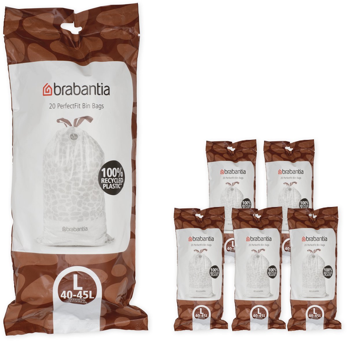 Brabantia perfectfit affaldssække - 40 45 l - kode l - 6 ruller x 20 stk.