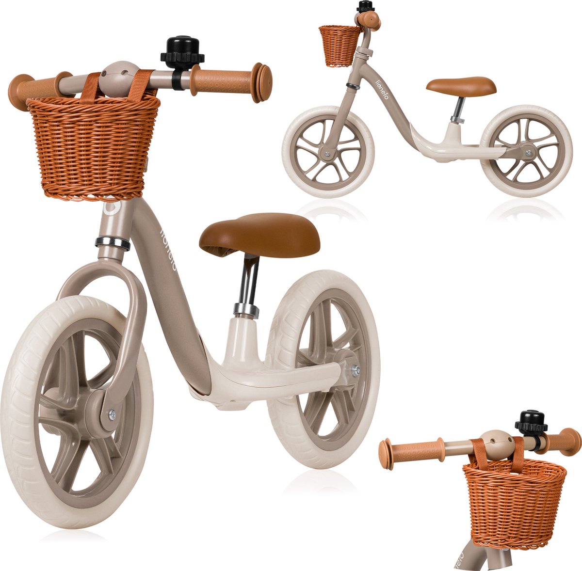 Lionelo alex plus – balancecykel fra 3 år – 12” punkteringsfri dæk – justerbar sadel (30-35 cm) styr (52-58 cm) – med fodstøtte, klokkekurv – 3,4 kg let – styrbegrænser – skridsikre håndtag – komfortabelt sæde, babycykel lærer at balancere