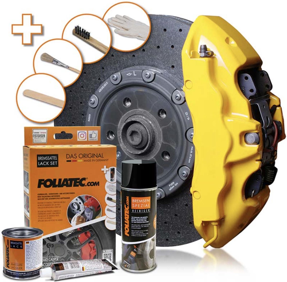 Foliatec bremsekaliber malingssæt - speed gul - 3 komponenter