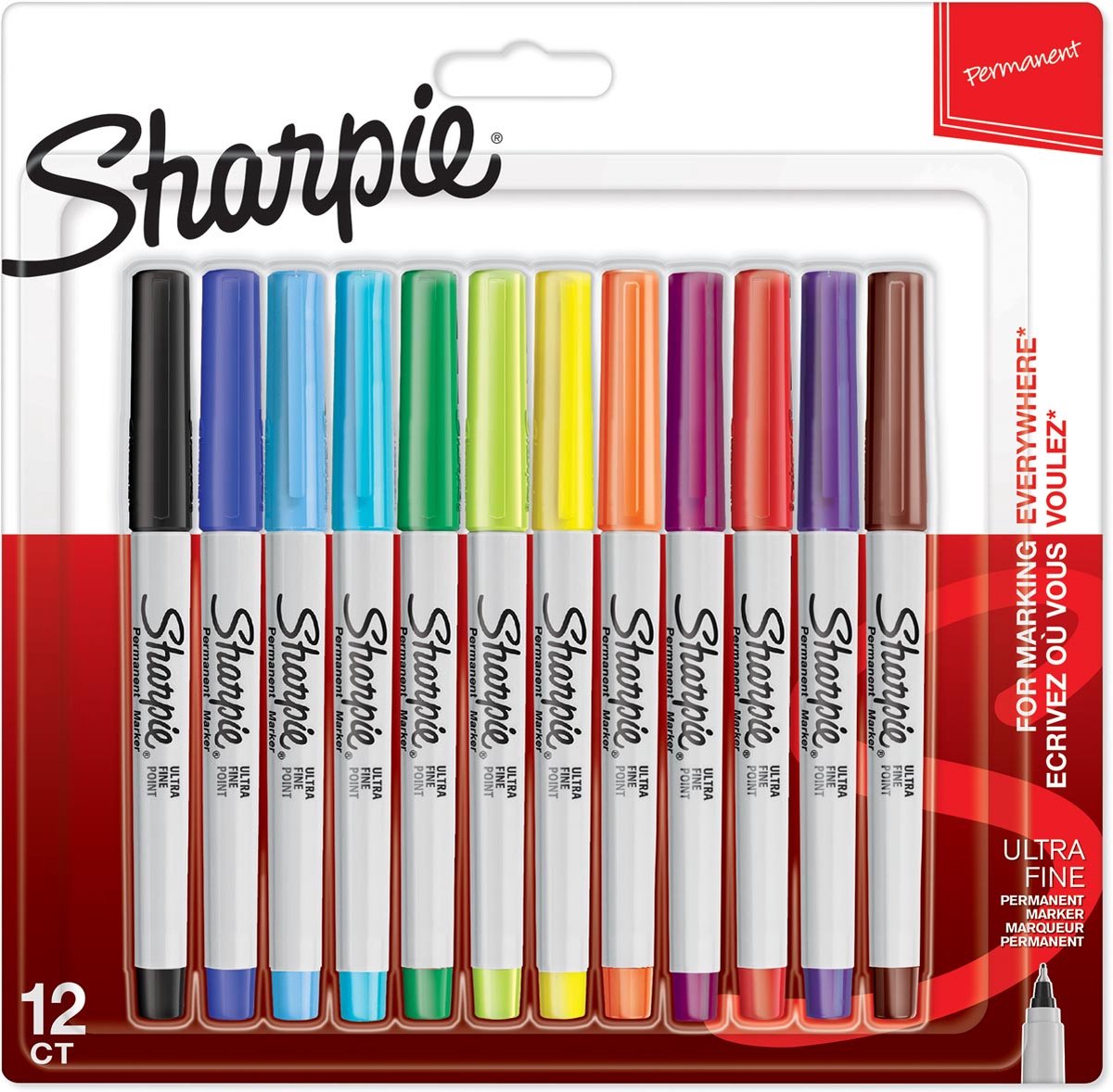 Sharpie permanente markører | ultrafint punkt | forskellige farver | 12 stk
