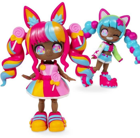 Bandai - animakii lollipop bubblegum - tilpasseligt dukkesæt - 1 dukke, 4 ansigter, 2 frisurer, 2 outfits, 2 par sko - kreativt legetøj 5+ år - hea26351