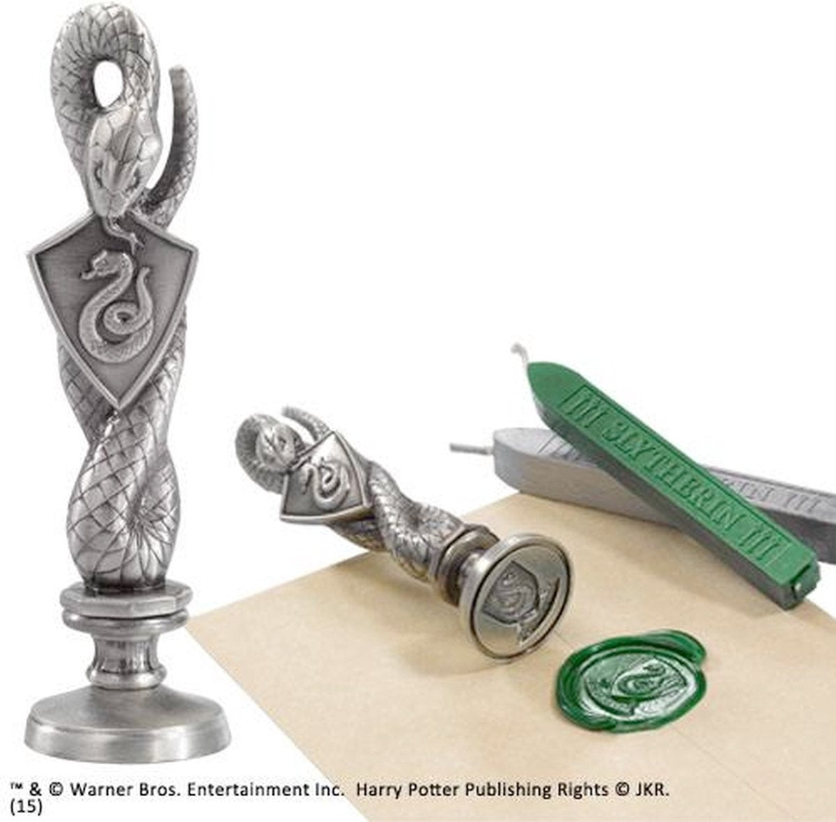 Den ædle samling harry potter stempel slytherin 10 cm sølvfarvet