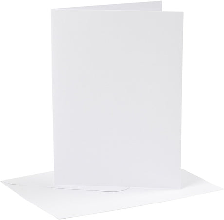 Creativ firmakort og kuverter, kortstørrelse 12,7x17,8 cm, kuvertstørrelse 13,3x18,5 cm, 230 gr, hvid, 4 sæt 1 æske