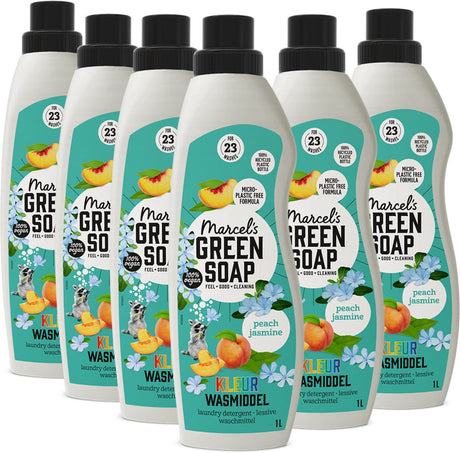 Marcel's green soap kleur wasmiddel - perzik jasmijn - 6 x 1l - 139 wasbeurten