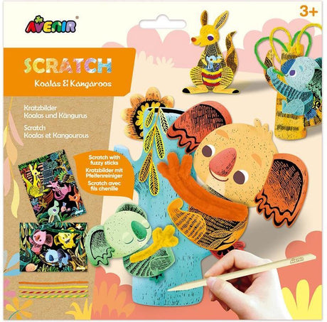 Avenir scratch and craft - koala-kænguruer - med piberensere - kreativ leg - 3+