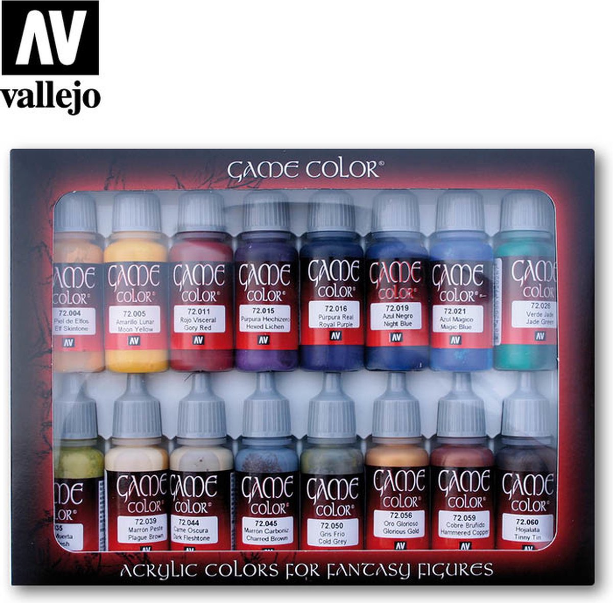 Vallejo hobbymaling akrylmaling - 72298 avanceret - spilfarve - akrylsæt malingssæt - 16x 17 ml
