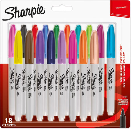 Sharpie permanente markører | fint punkt | forskellige muntre farver | 18 stk
