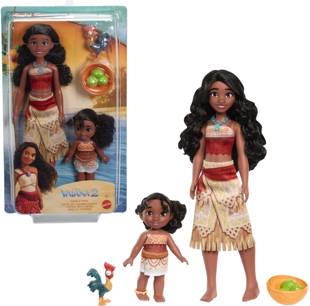 Mattel Disney Princess Vaiana og Simea Sister Set - Vaiana 2 - Fashion Doll
