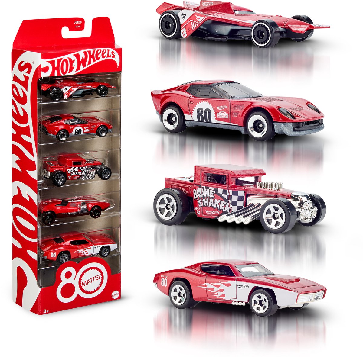 Hot Wheels Core Mattel 80-års jubilæum 5-pak 1:64 legetøjsbiler med samleobjekter