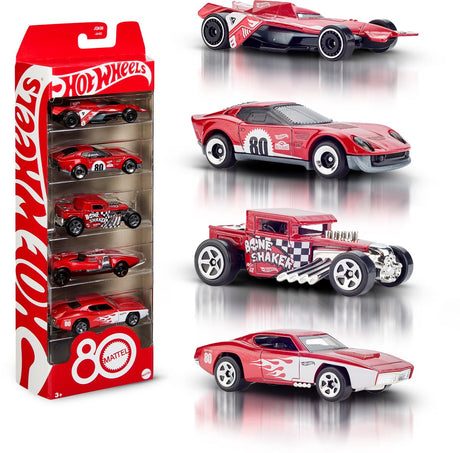 Hot Wheels Core Mattel 80-års jubilæum 5-pak 1:64 legetøjsbiler med samleobjekter