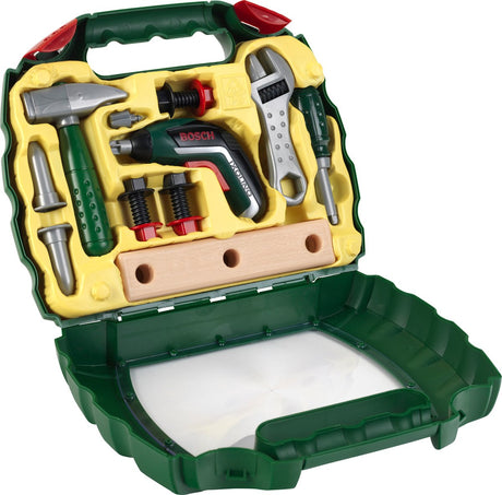 Klein toys bosch mini legetøj ixolino ii arbejdstaske - akku skruetrækker og mere værktøj - inkl. lyd- og lyseffekter - grøn gul