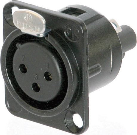 Neutrik nc3fd-s-1-b xlr konnektorflange, kontakter lige antal ben: 3 sorte 1 stk.
