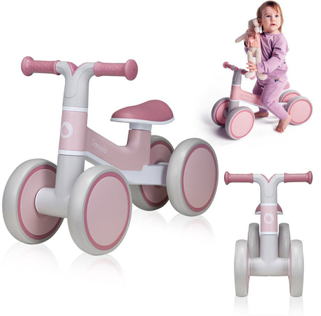 Lionelo Villy balancecykel - letvægts - 1-3 år - drenge og piger - op til 30 kg - 4 hjul - støddæmper forgaffel - skridsikre håndtag - ergonomisk sadel - ratlås - fødselsdagsgave