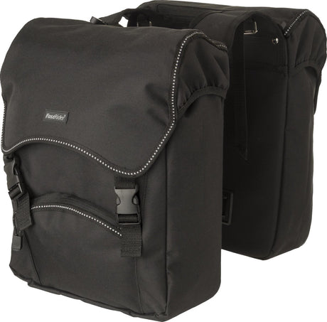 Fastrider unibag dubbele fietstas - voorzien van uitsparing voor snelbinders en led verlichting - waterafstotend - reflectiestrepen - 28 liter - zwart
