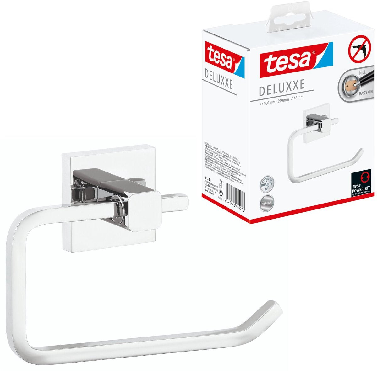 Tesa ® deluxe toiletrulleholder, forkromet, moderne design