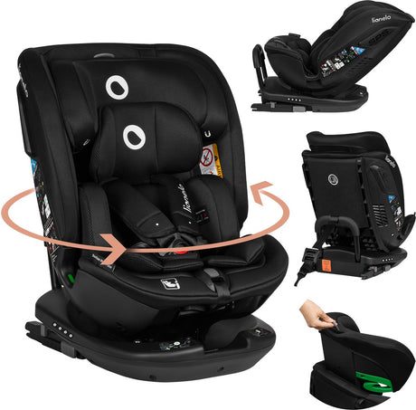 Lionelo Bastiaan RWF i-size autostol 0-36 kg - isofix - 360° drejelig - i-size r129 - bagud fremad - sidebeskyttelse - tri-guard nakkestøtte - fra fødsel til 12 år