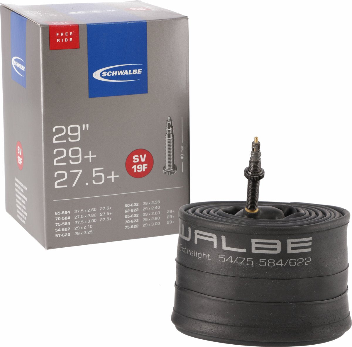 Schwalbe Inner Tube SV19F 27 28 29 tommer 54 75-622 Freeride SV 40 mm