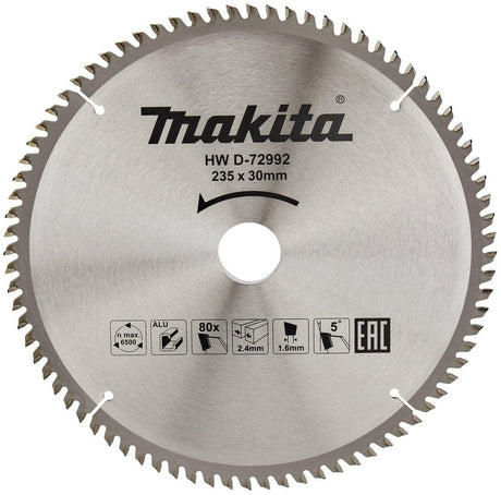 Makita tilbehør rundsavklinge aluminium | standard | 235x30x2,4 80t 5g - d-72992 - d-72992