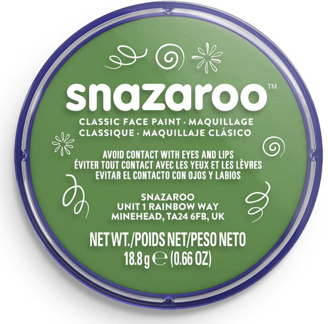 Snazaroo 1118477 - græsgrøn - 18ml aqua ansigtsmaling børneansigtsmaling til børn og voksne