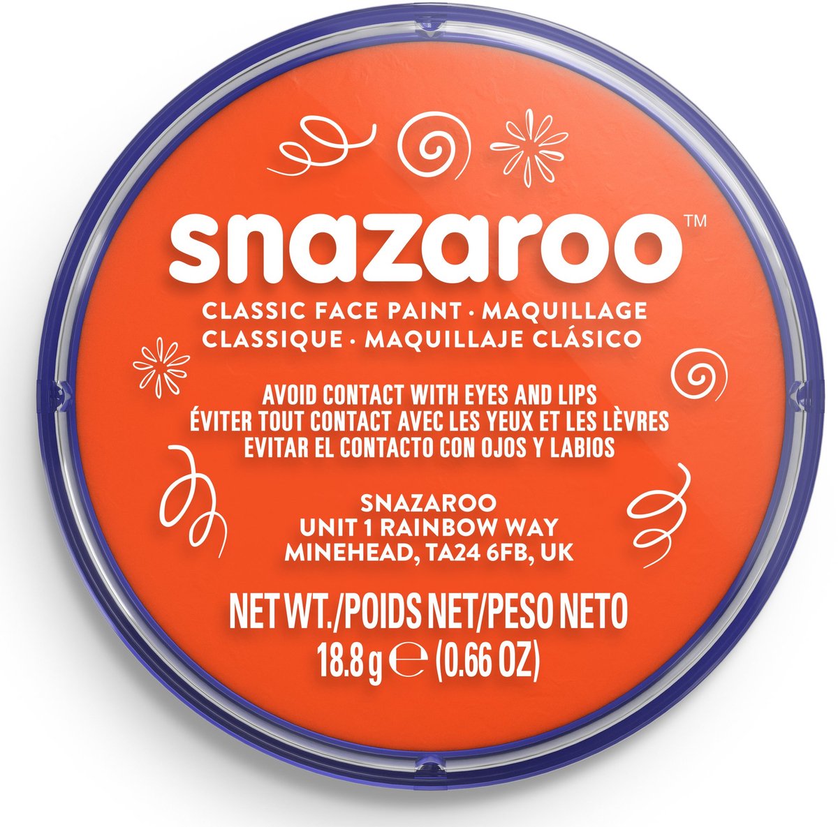 Snazaroo 1118552 - mørk orange - 18ml aqua ansigtsmaling børneansigtsmaling til børn og voksne