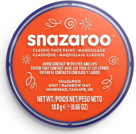Snazaroo 1118552 - mørk orange - 18ml aqua ansigtsmaling børneansigtsmaling til børn og voksne