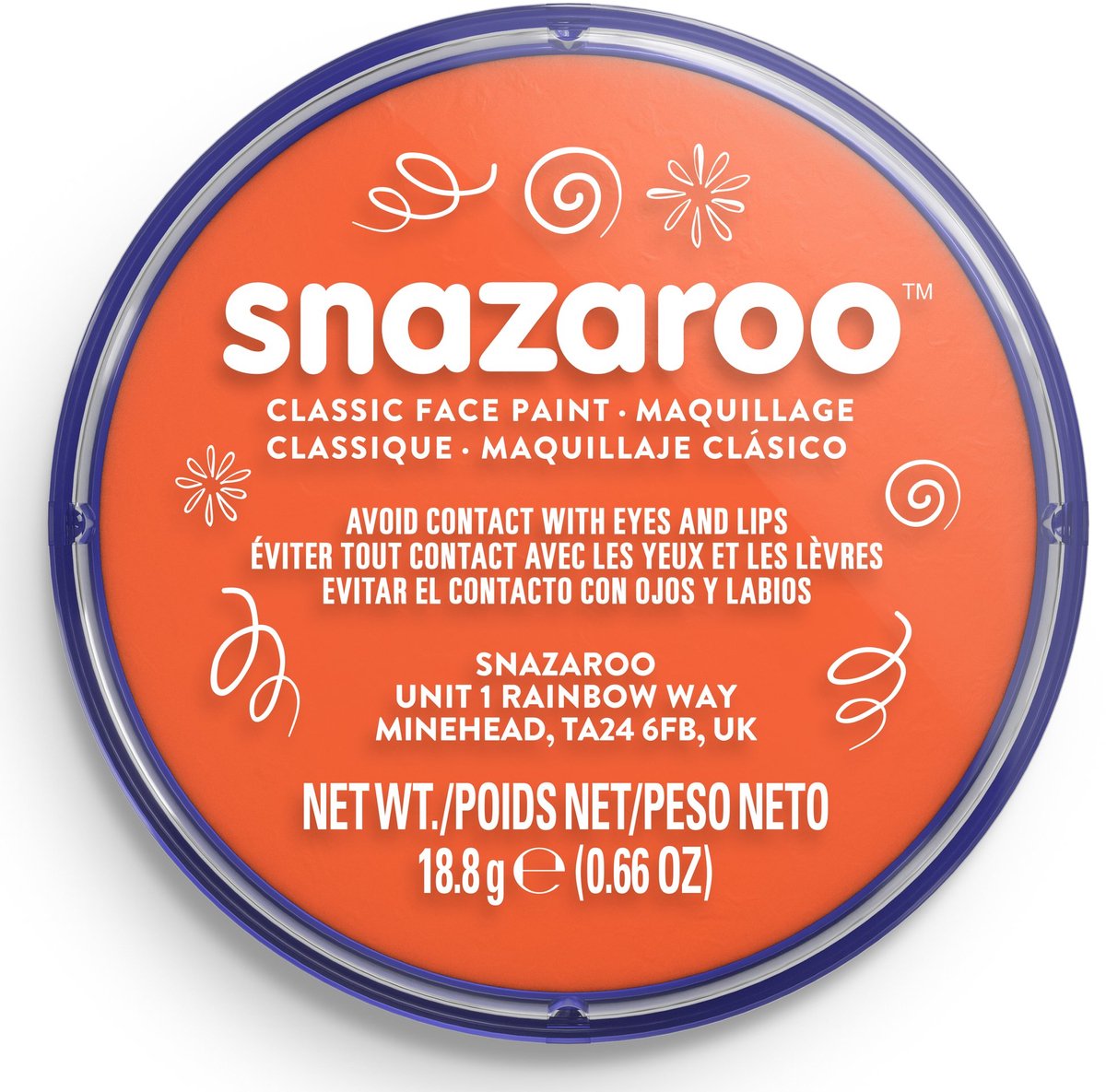 Snazaroo 1118553 - orange - 18ml aqua ansigtsmaling børneansigtsmaling til børn og voksne