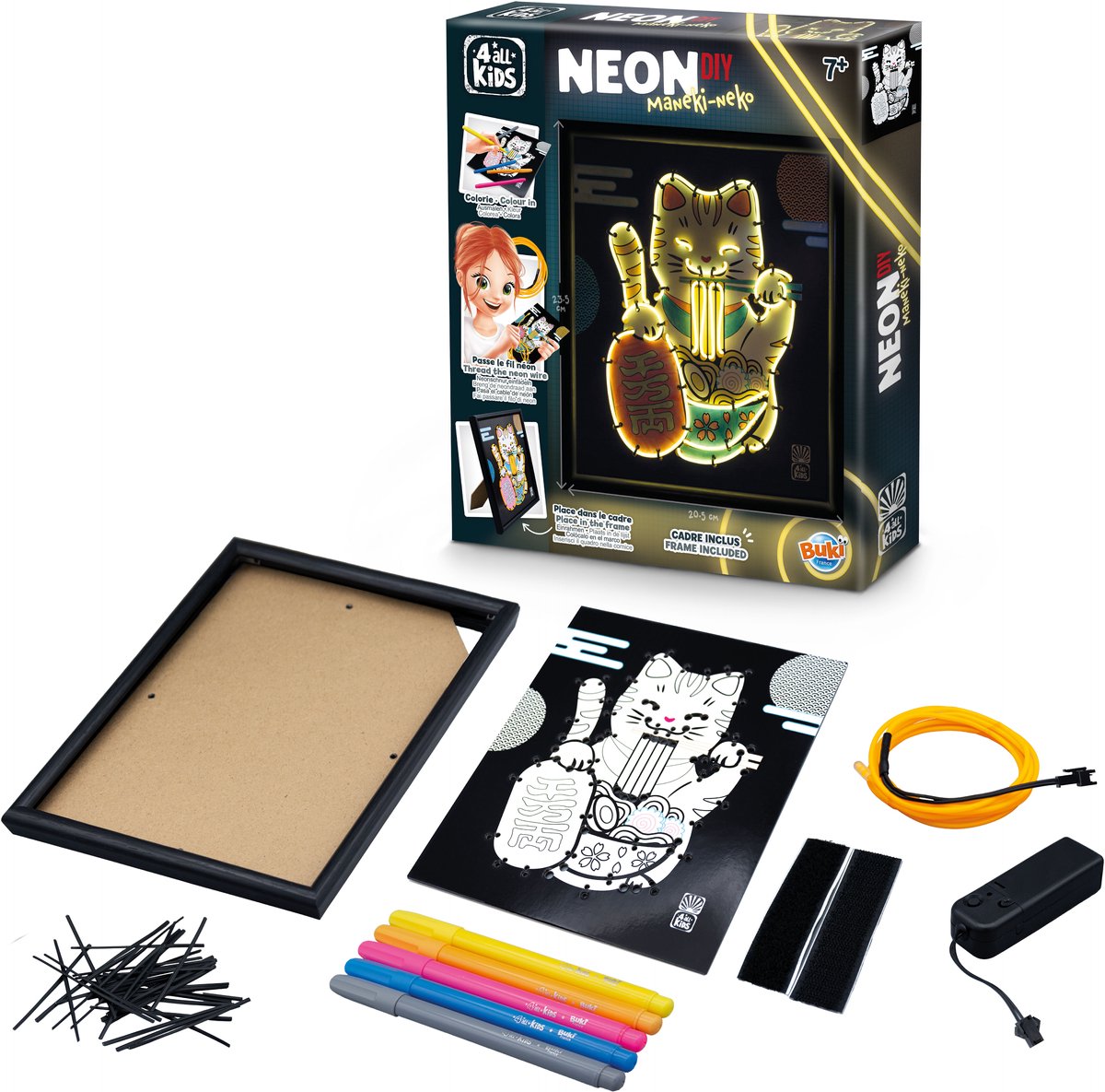 Buki frankrig buki - neonramme - tema maneki neko - håndværk - hobby