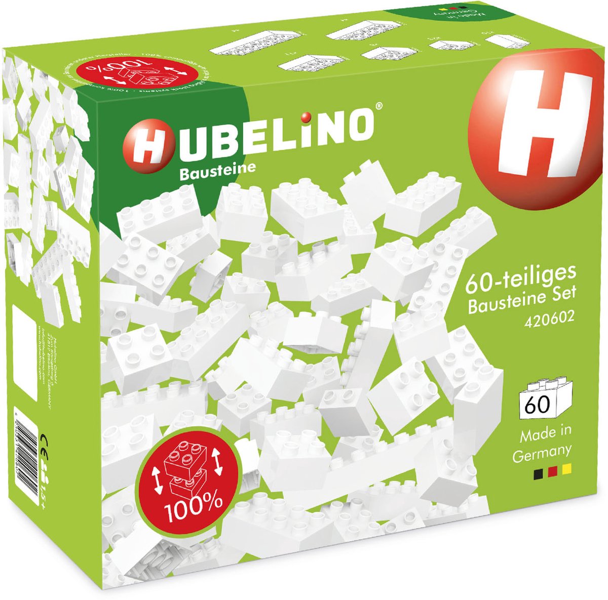 Hubelino byggeklodser hvid - 60 stk.