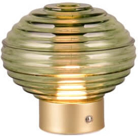 Rl live your light reality earl - bordlampe - messing mat - inkl. 1x smd 2w - touch funktion - genopladelig - ledningsfri - grønt glas
