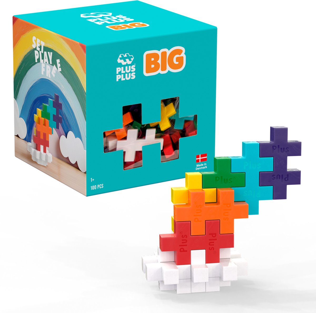 Plus-plus big rainbow mix 100 dele byggesæt – 4354 – byggelegetøj til børn fra 1 år – byggelegetøj – sæt med byggeklodser