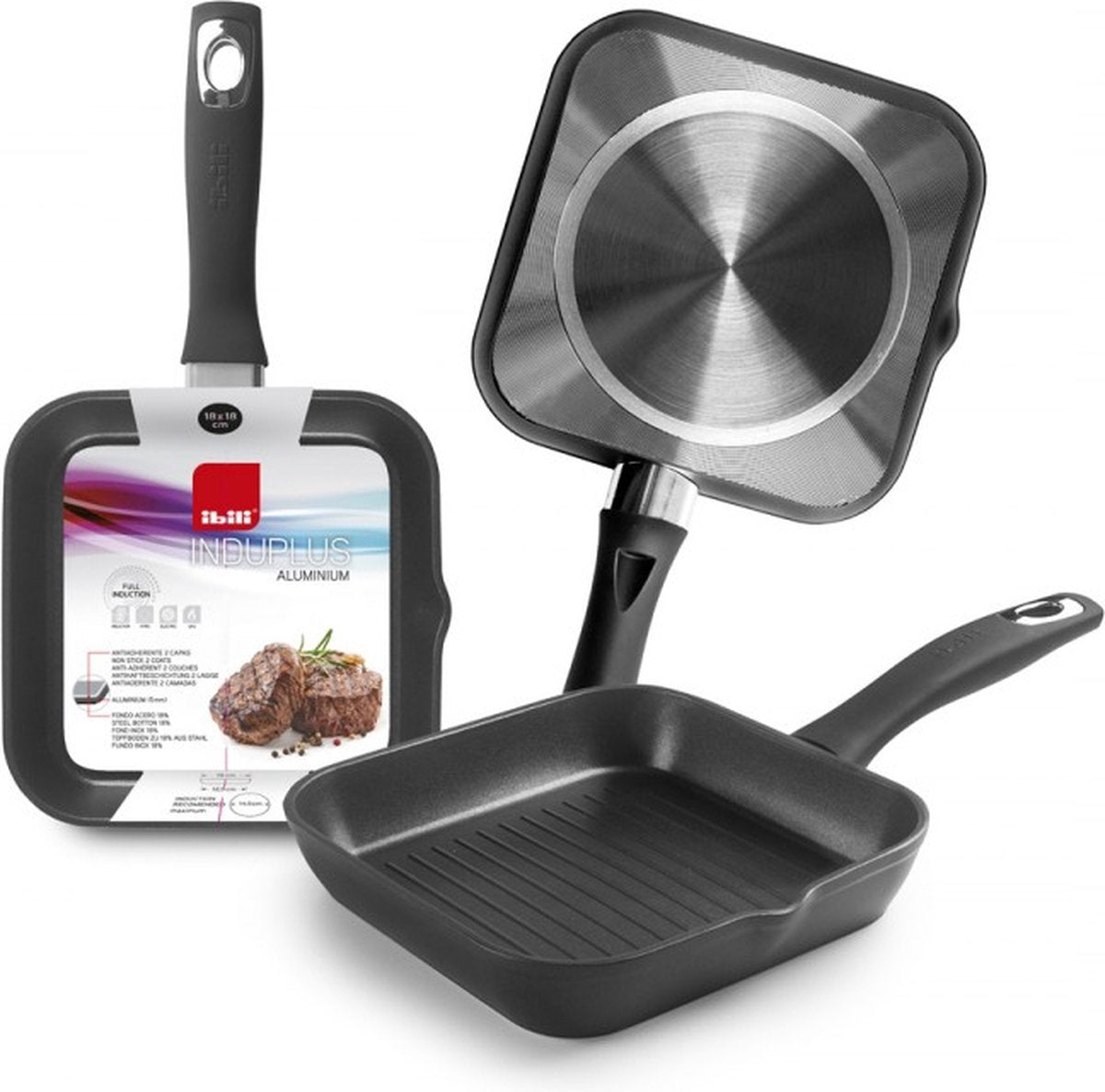 Ibili induplus grillpande - aluminium - 18x18cm