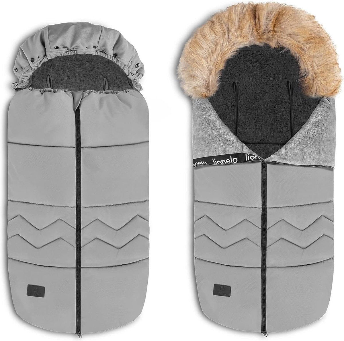 Lionelo frode sovepose til børn - til slæde - autostole-klapvogn - anti-allergisk - vandtæt - varm - pels - vinter - 90x45 cm