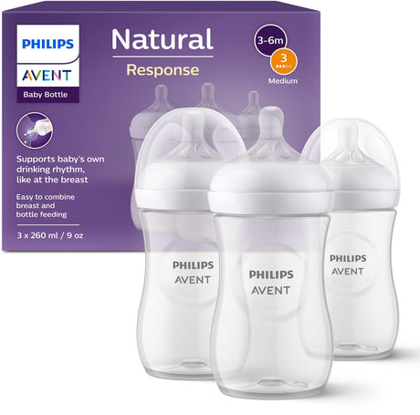 Philips avent natural response sutteflasker 260 ml – flow 3 - 3 flasker - scy903 03