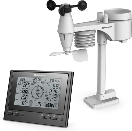 Bresser klimascout vejrstation - 7-i1 sort - trådløs - til indendørs, udendørs - med 360° vindmåler