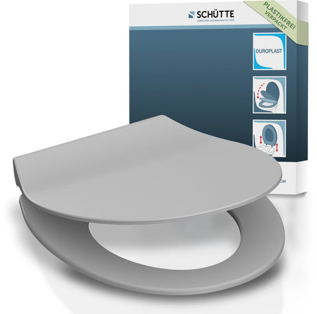 Schütte toiletsæde 82702 slim grå - duroplast - supertynd - soft close - klikbar - rustfri stålhængsler - bæreevne op til 175 kg - lakeret - grå