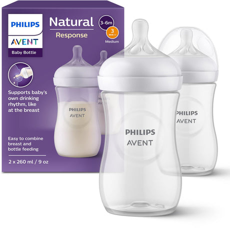 Philips avent natural response sutteflaske - 2 stk - 260 ml - flow 3 - scy903 02