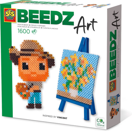 Ses creative ses - beedz art - mini kunstenaar vincent - met mini schildersezel - pvc vrij - 1600 strijkkralen met legbord