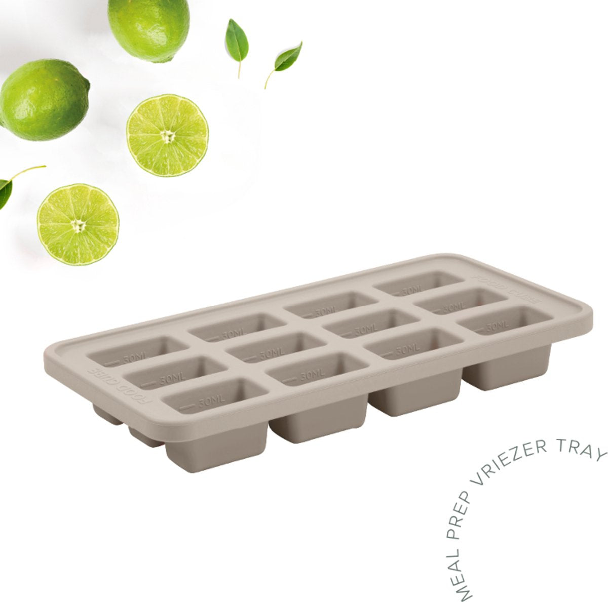 The original foodcube – babyvoedingbewaarbakje – meal prep bakje – diepvriesbakje – vershoudbakje – 100% siliconen vriezer tray met deksel – bpa vrij – geschikt voor vriezer, magnetron, oven vaatwasser – 12x30ml - sand