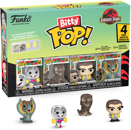 Jurassic park mr. dna - dilophosaurus fossil - dennis nedry - dilophosaurus (bitty pop!) 4er pack - vinylfigur unisex funko bitty pop! - neutral - standard