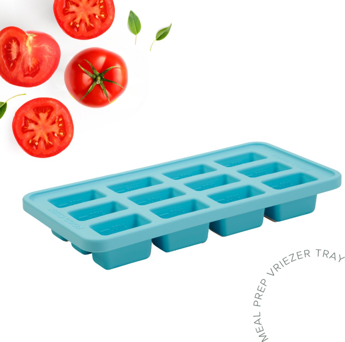 The original foodcube – babyvoedingbewaarbakje – meal prep bakje – diepvriesbakje – vershoudbakje – 100% siliconen vriezer tray met deksel – bpa vrij – geschikt voor vriezer, magnetron, oven vaatwasser – 12x30ml - blauw